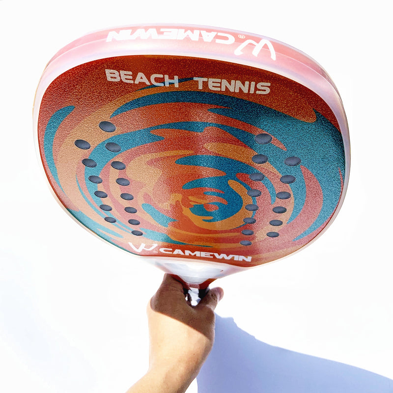 En stock / 3 colores La raqueta profesional de tenis playa con el precio más bajo de toda la red. Raqueta fibra de carbono material elástico EVA
