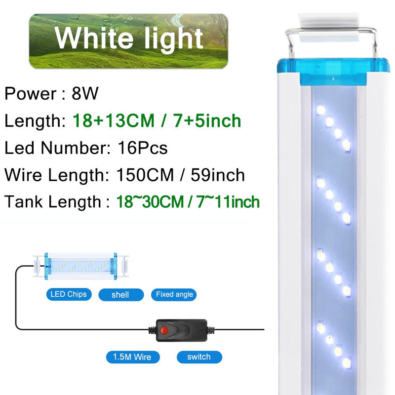 18-75 CM Super Slim LEDs Aquarium Beleuchtung Wasserpflanze Licht Erweiterbar Wasserdicht Clip auf Lampe Für Aquarium 90-260 V