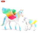 Oenux Classic Mythical Rainbow Pegasus Simulation Animal Original Fairy Tale Fly Horse Action Figures Model PVC Educational Toys