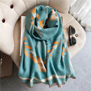 Warm Winter Scarf Cashmere Women Pashmina Design Print Shawls Wrap Female Thick Blanket Soft Bufanda Stoles 2022 Fashion