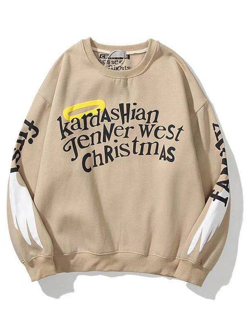 Kanye West Graffiti Letter Print Plus Velvet Sweatshirt Men And Women Harajuku Fleece Hoodie Hip Hop Stranger Things Hooded