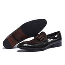 Handmade Genuine Patent Leather and Cow Suede Patchwork with Bow Tie Men Wedding Black Dress Shoes Mens Banquet Loafers Blue Red