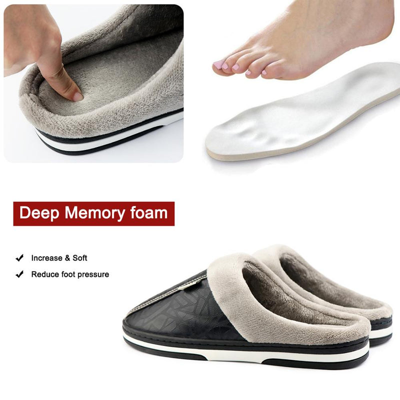 Men shoes 2021 Home Slippers men leather Memory Foam Indoor slippers for men Non-Slip Warm Winter House Adult slipper plush