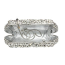 Boutique De FGG flor corona Minaudiere embrague plata cristal noche bolso mujer fiesta graduación bolso nupcial embragues boda monedero