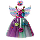 2022 New Fashion Baby Girl Candy Dress Kids Halloween Party Costume Colorful Ball Gown 2-12 Year Children Clothing
