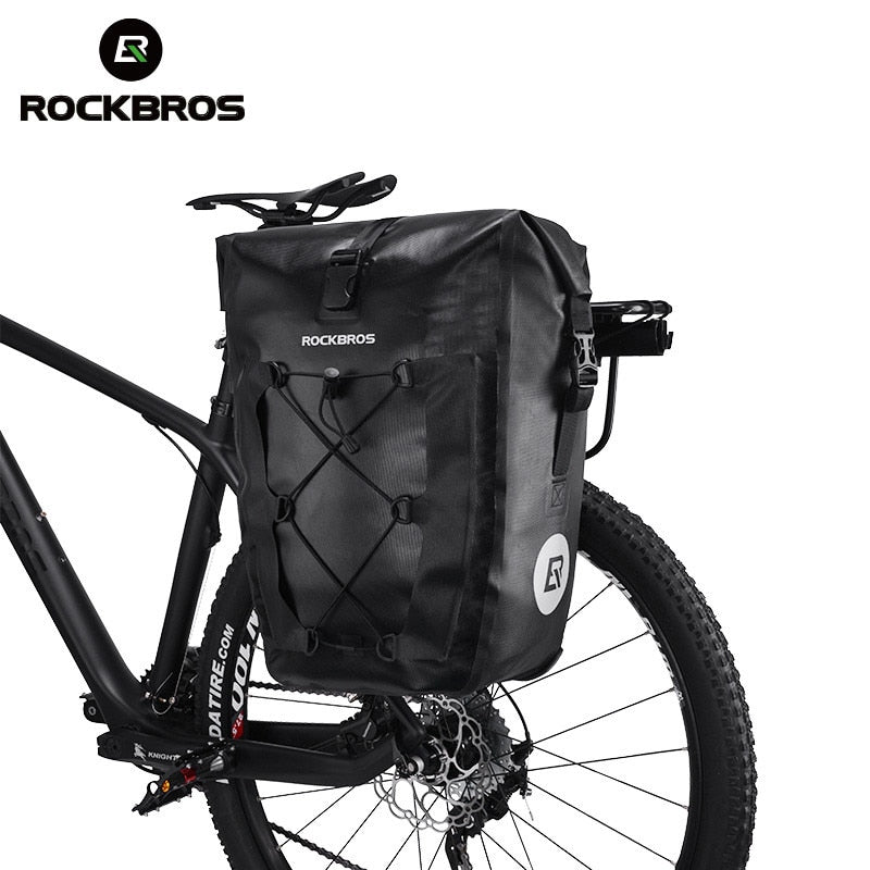 ROCKBROS Waterproof Bike Bag 27L Travel Cycling Bag Basket Bicycle Rear Rack Tail Seat Trunk Bags Pannier MTB Bike Accessories