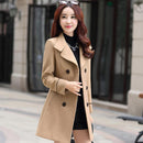 FTLZZ Women Wool Blend Warm Long Coat Size Female Slim Fit Lapel Woolen Overcoat Autumn Winter  Cashmere Outerwear