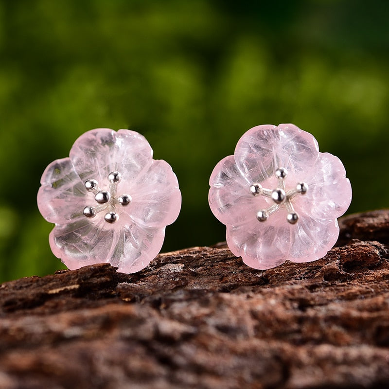 Lotus Fun Real 925 Sterling Silver Earrings Natural Crystal Gems Fine Jewelry Flower in the Rain Stud Earrings for Women Brincos