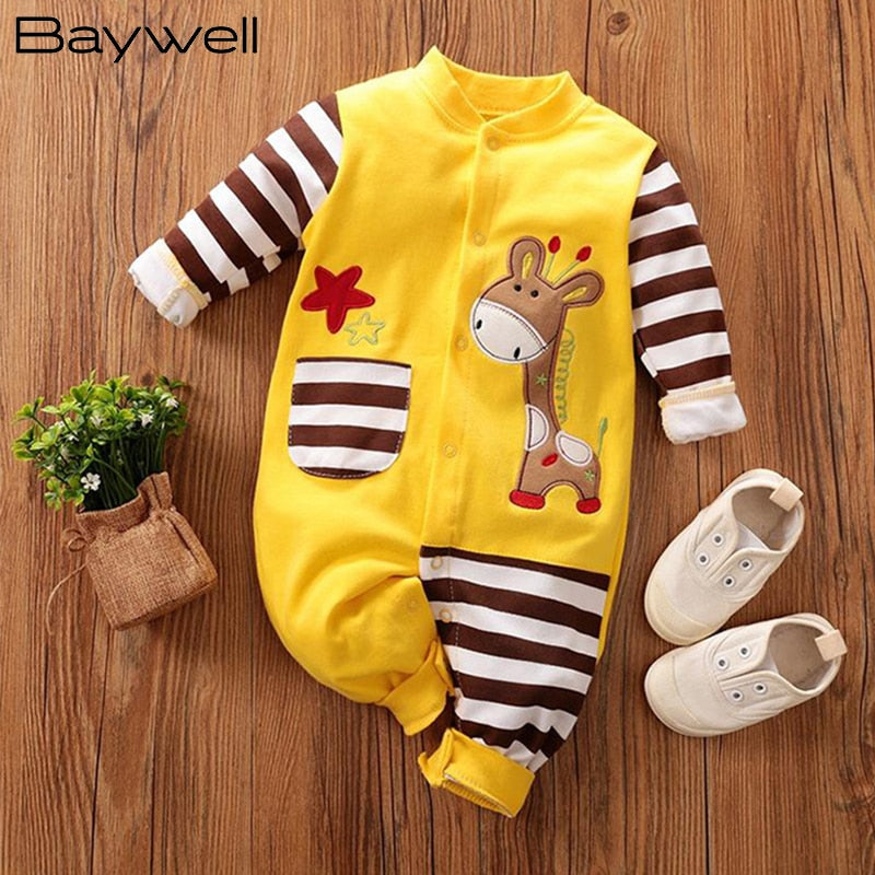 Infant Newborn Baby Romper Baby Girls Boys Long Sleeve Star Cartoon Giraffe Animal Print Rompers Jumpsuit Outfits For babies