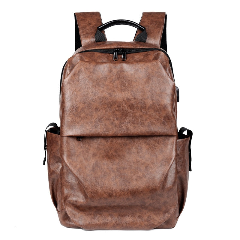 High Quality Leather PU Backpack Men USB Charging Fashion Men Backpack Bag Large Capacity Laptop Men Backpack Travel Backpack