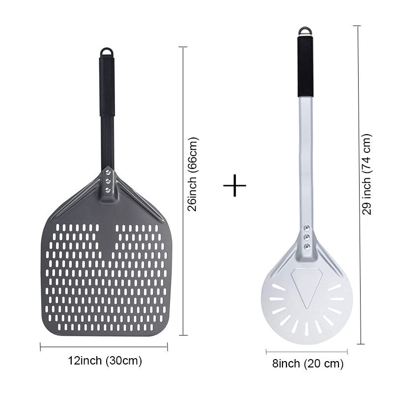 PizzAtHome 7/ 8/ 9 Inch Perforated Pizza Turning Peel Pizza Shovel Aluminum Pizza Peel Paddle Short Pizza Tool Non-Slip Handle