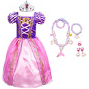 Girls Rapunzel Dress Kids Summer Tangled Fancy Princess Costume Children Disguise Birthday Carnival Halloween Party Clothes 2-8T