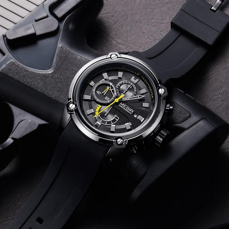 Reloj MEGIR de moda para hombre, cronógrafo de lujo de marca superior, relojes deportivos impermeables para hombre, reloj de pulsera militar con fecha automática de silicona