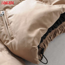 Tangada, Parkas gruesas de gran tamaño de color caqui para mujer, invierno 2021, bolsillos con cremallera, abrigo elegante cálido para mujer, chaqueta 6A120