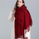 2022 Winter Cashmere Scarf Women Thick Warm Pashmina Shawls Wraps Solid Color Tassel Lady Blanket Echarpe Bufanda Hijab