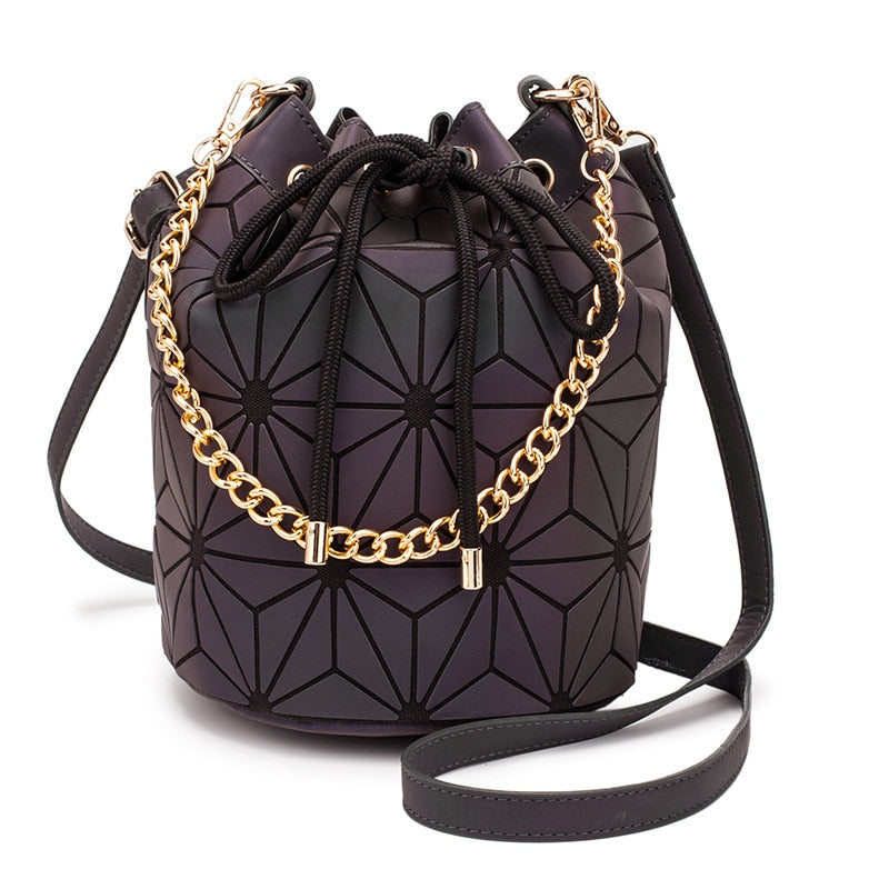 DIOMO Damentaschen Mode 2022 Trend Geometrische Reflektierende Leuchtende Eimertasche Designer Handtaschen Crossbody Umhängetaschen