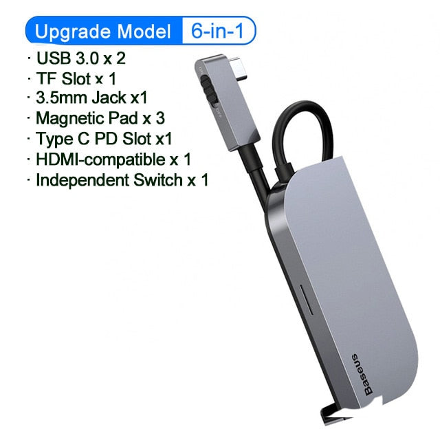 Baseus USB C HUB Tipo C a Multi USB 3.0 HUB Adaptador USB HUB para MacBook Huawei Mate 40 USB-C Adaptador Smartphone USB Tipo C HUB