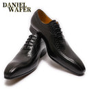 Luxusmarke Herren Oxford Schnürschuhe Schwarz Braun Spitz Zehen Business Hochzeit Echte Lederschuhe für Herren