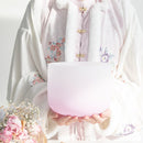 20,3 cm, halbe rosa Farbe, drittes Auge, Krone, Wurzel, Sakral, Solar, Herz, Kehle, CDEFGABFrosted Quarzkristall-Klangschale