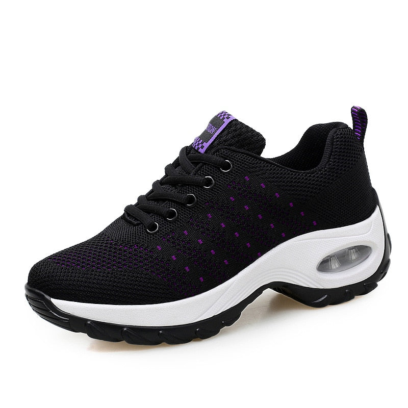 Women Sneakers Mesh Running shoes Ladies Walking Dancing Sport Shoes Outdoor Air Cushion Breathable Footwear Lace up Sneakers