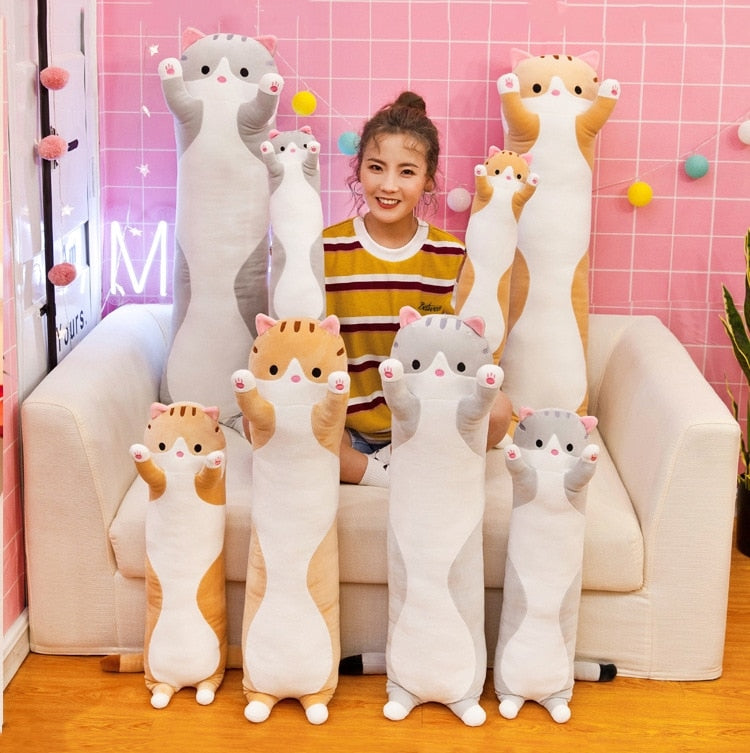 Plush Toys Animal Cat Cute Creative Long Soft Toy Office Lunch Break Nap Sleeping Pillow Cushion Stuffed Gift Doll for Kids