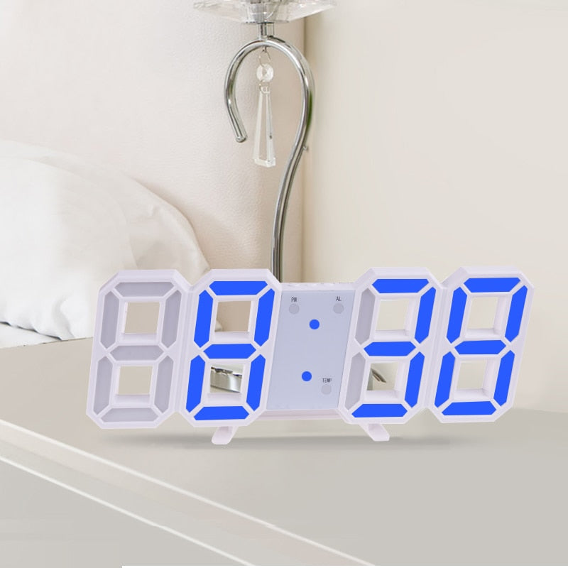 Towayer 3D LED grande Reloj de pared digital Fecha Hora Celsius Luz nocturna Pantalla Mesa Relojes de escritorio Reloj despertador de la sala de estar