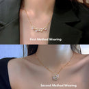 Neues Design Herz Vierblättriges Kleeblatt Magnetische Anhänger Halskette für Frauen Mädchen Mode Zirkon Titan Stahl Weihnachtsgeschenk Schmuck