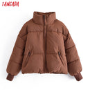 Tangada, Parkas gruesas de gran tamaño de color caqui para mujer, invierno 2021, bolsillos con cremallera, abrigo elegante cálido para mujer, chaqueta 6A120
