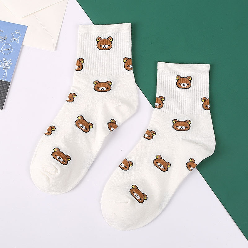 Nuevos calcetines con estampado de animales Kawaii, calcetines bonitos de estilo coreano para mujer, calcetines de algodón con dibujo de gato y Panda para mujer y niña, calcetines meias mulher skarpety sox