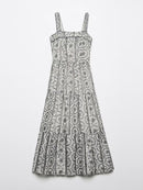 Jastie Retro Eyelet Embroidered Women Dress Ruffle Square Neck Elastic Band Smocked Corset Summer Dresses Long Boho Maix Dress