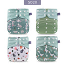 Elinfant Gray Mesh Cloth 4pcs Eco-friendly Diaper Washable Cloth Diaper Adjustable Baby Nappy Reusable pocket Diapers