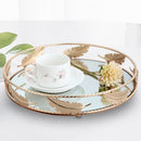 PEANDIM Minimalist Round Mirror Tray Desktop Cosmetics Jewelry Storage Tray Wedding Party Display Living Room Household Dessert