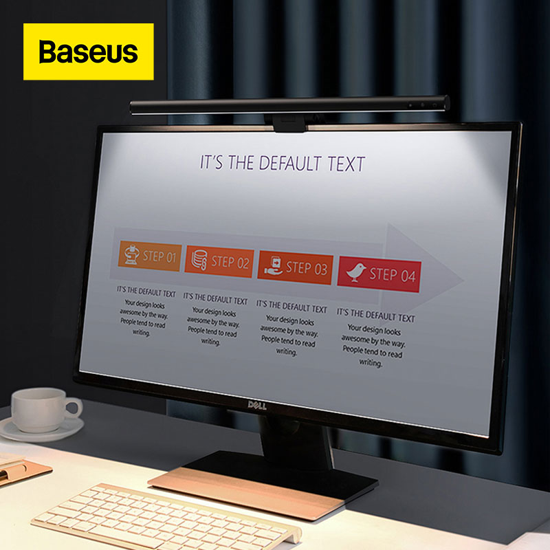 Baseus Stepless Dimming Eye-Care LED-Schreibtischlampe für Computer-PC-Bildschirm-Hängelichtleiste LED-Leselampe mit USB-Stromversorgung