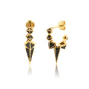 Andywen 100% 925 Sterling Silver Black Enamel Black Zircon Long Spike Hoops Piercing Ohrringe Pendant Women Luxury CZ Jewelry