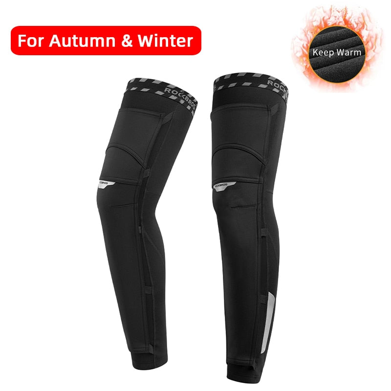 ROCKBROS Anti UV400 Cycling Leg Warmers Compression Knee Pad Protector Leg Sleeves Outdoor Sports Safety Soccer Running Leggings