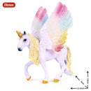 Oenux Classic Mythical Rainbow Pegasus Simulation Animal Original Fairy Tale Fly Horse Action Figures Model PVC Educational Toys