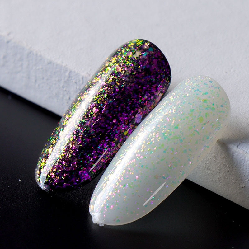 Beautilux Gel-Nagellack-Set Platinum Glitter Bling Gloss Holographic Mermaid Semi Permanent Nails Gels Lack Nagellack