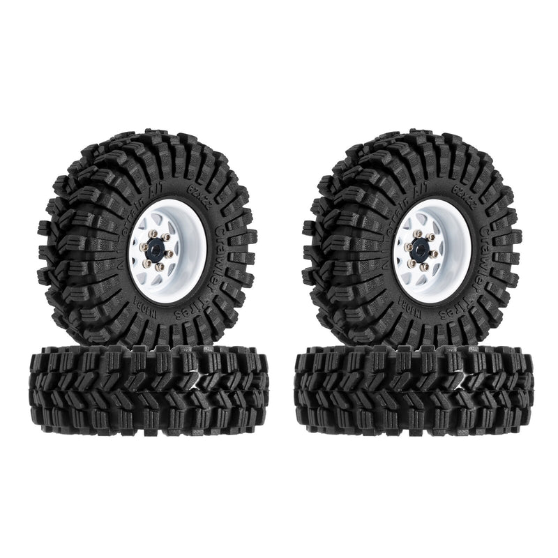 INJORA -3.78mm Offset 1.0" Beadlock Wheel Rims Tires Set for 1/18 1/24 RC Crawler Car Axial SCX24 FMS FCX24 TRX4M (W1004-T1014)