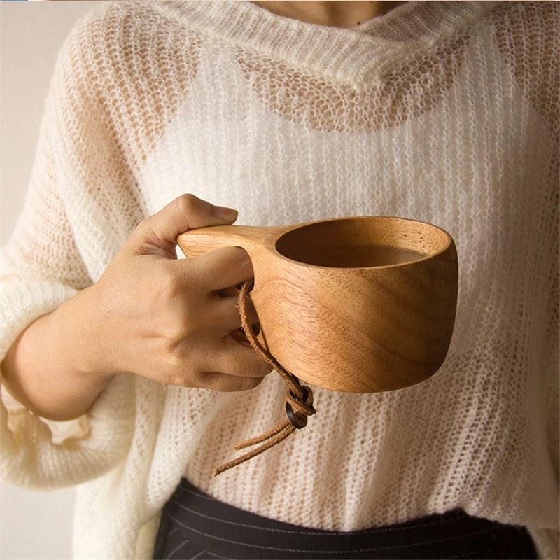 Neue Chinesische Tragbare Holz Kaffeetasse Gummi Holz Tee Milch Tassen Wasser Trinkbecher Trinkgefäße Handgemachte Saft Zitrone Teetasse Geschenk