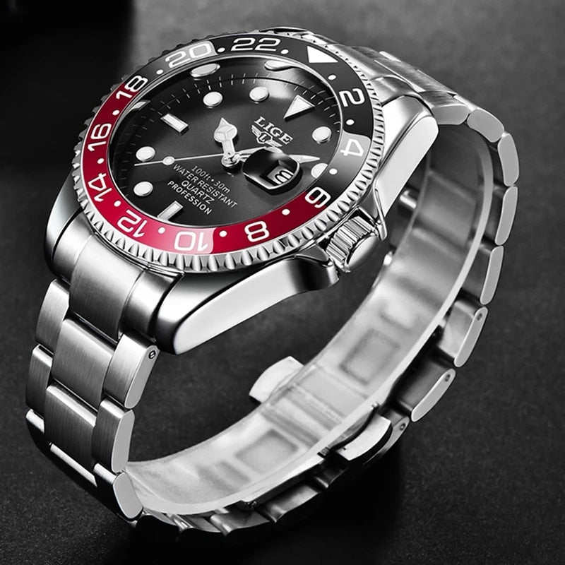 2022 neue LIGE Herrenuhren Fashion Business wasserdichte Quarz-Armbanduhr Männer Top-Marke Luxus-Edelstahl-Sport-Uhr-Mann