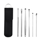 6Pcs/set Ear Wax Pickers Stainless Steel Earpick Wax Remover piercing kit  earwax Curette  Spoon Care Ear Clean Toolear cleaner