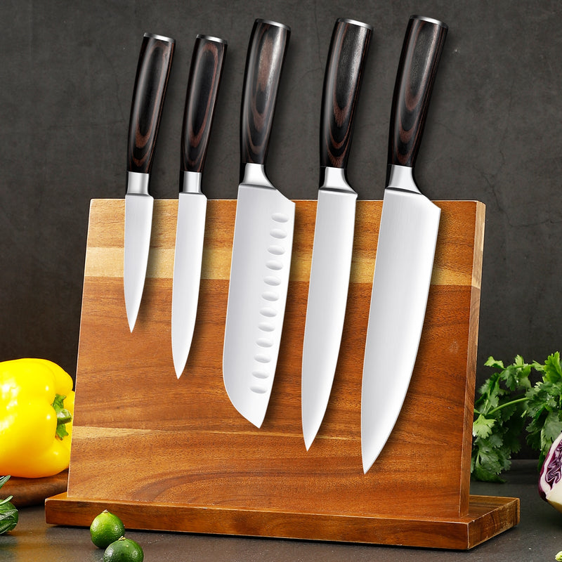 Juego de cuchillos de cocina Mokithand, cuchillos de Chef japoneses profesionales 7CR17, cuchillo para pelar carne Santoku de acero inoxidable de alto carbono