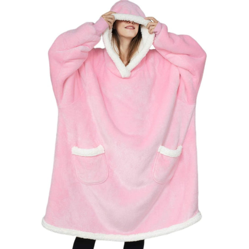 HMSU Winter Christmas Blanket Sweatshirts Oversized Hoodies Giant For Women Hoody Plaid With Sleeve Solid Warm Hooded Blanket