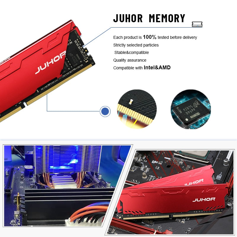 JUHOR Memoria Ram DDR3 4GB 8GB 1600MHz 1866MHz Desktop Memory New Dimm DDR3 1333MHz 1.5V RAMs With Heatsink