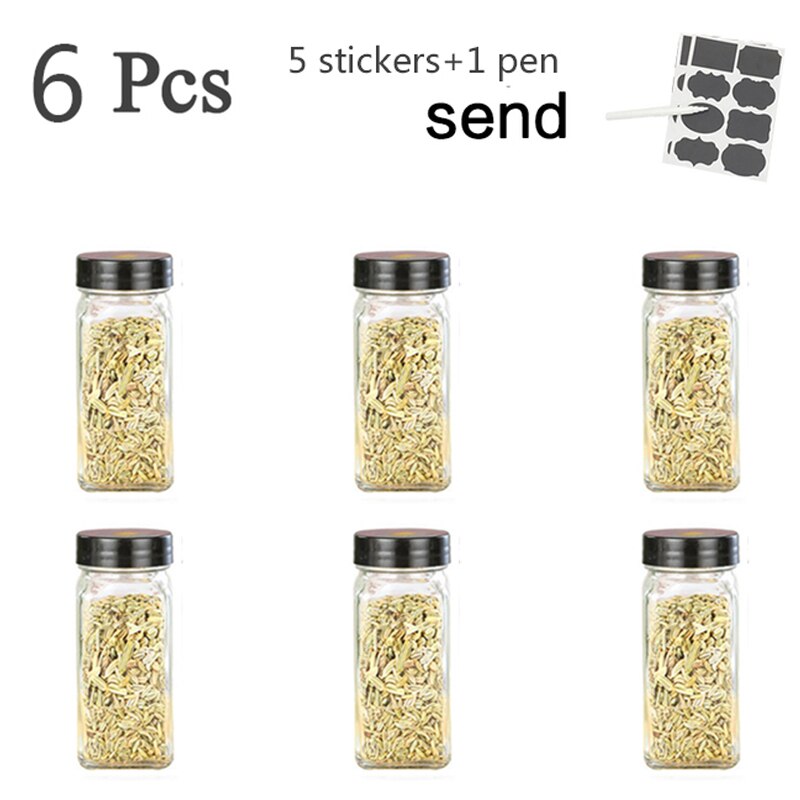 3-12PCS Set Seasoning Jar Square Glass Container Seasoning Bottle Kitchen Outdoor Camping Seasoning Container Glass Sealed Jar