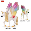 Oenux Classic Mythical Rainbow Pegasus Simulation Animal Original Fairy Tale Fly Horse Action Figures Model PVC Educational Toys