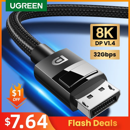 UGREEN Displayport Cable 8K DP1.4 4K144Hz Video Audio Cable for Xiaomi TV Box PC Laptop Monitor Video Game DP Cable Display Port