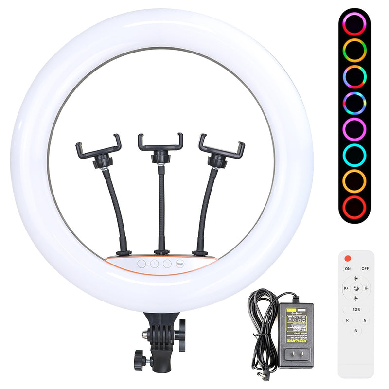 18 inch 33 45cm LED Selfie Ring Light Dimmable With Phone Holder Tripod Stand For Video Live Vlog Broadcast Photography Lighting