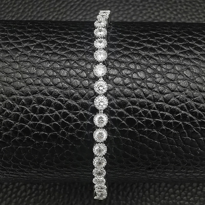 Luxury 4mm Round CZ silver color on hand Tennis Bracelet &amp; Bangles For Women Jewelry Wedding Valentine&