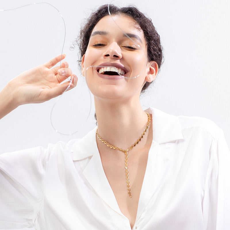 ENFASHION Hollow Heart Choker Necklace Women Gold Color Stainless Steel Cute Necklace Fashion Femme Jewelry Dropshipping P193054